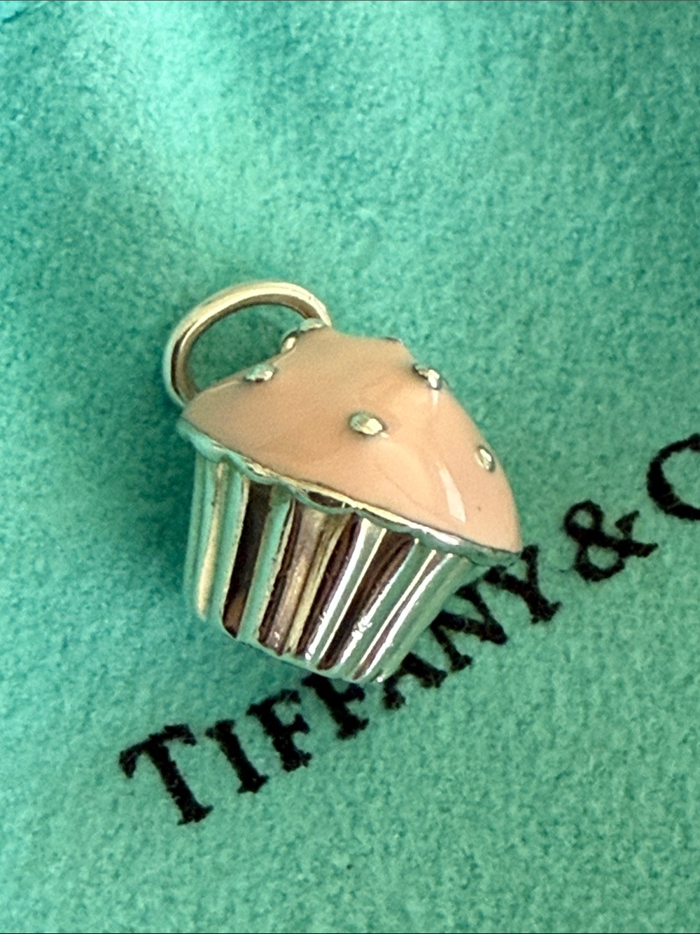 Tiffany & Co. Pink Enamel Cupcake Charm Pendant